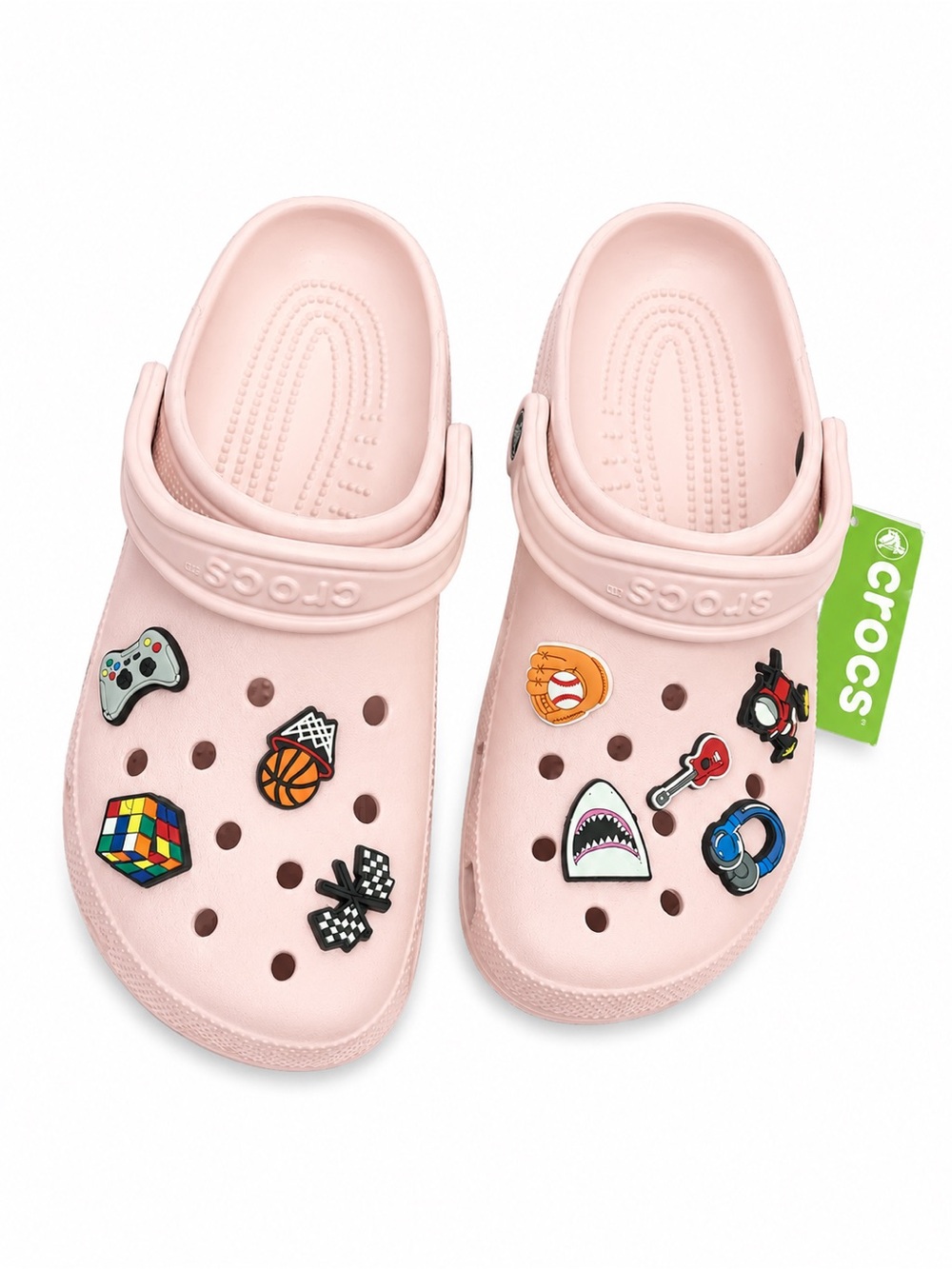 CROCS Classic Clog in Pale Pink with Fun Jibbitz Charms